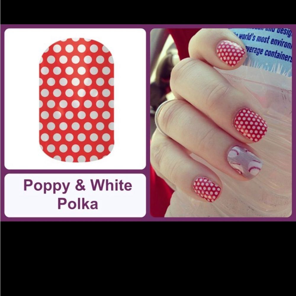 Jamberry PK27 Poppy And White Polka Full Sheet Nail Wraps - Picture 2 of 9